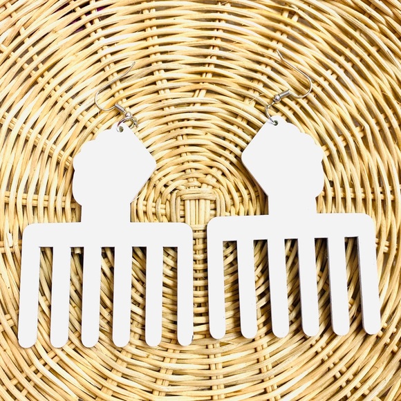 BLACK PRIDE Painted Round Hanging Drop Earrings - Picture 3 of 3